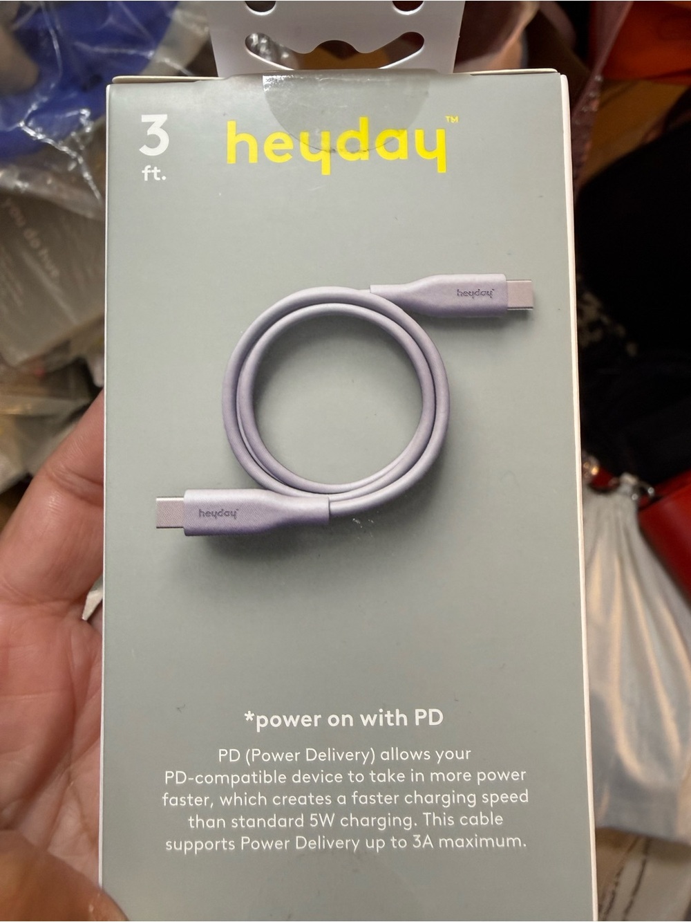 heyday USB-C to USB-C Fast Charging Cable — Lavender Purple